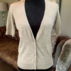 Caslon Beige short sleeve button up cardigan